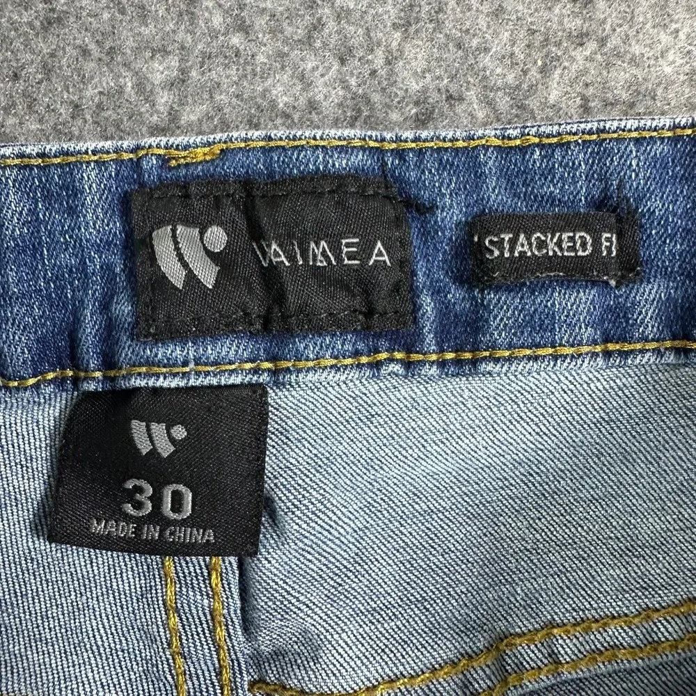 Waimea Mens Size 30 Stacked Fit‎ Ripped Distressed Denim Jeans Light Wash